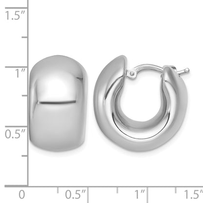 Sterling Silver Rhodium-plated Polished 12.00mm x 20mm Hollow Hoop Earrings