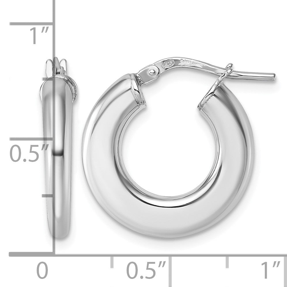 Sterling Silver Rhodium-plated Polished 3.0 x 20mm Flat Tapered Tube Hoop Earrings