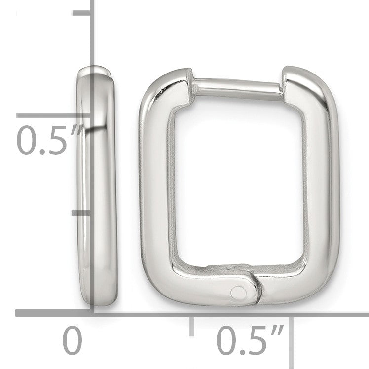 Sterling Silver Polished 2.5mm x 12mm Rectangular Hinged Hoop Earrings