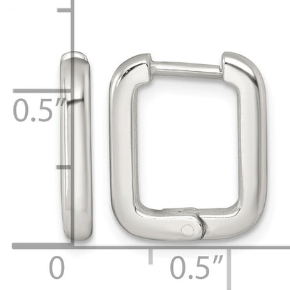 Sterling Silver Polished 2.5mm x 12mm Rectangular Hinged Hoop Earrings