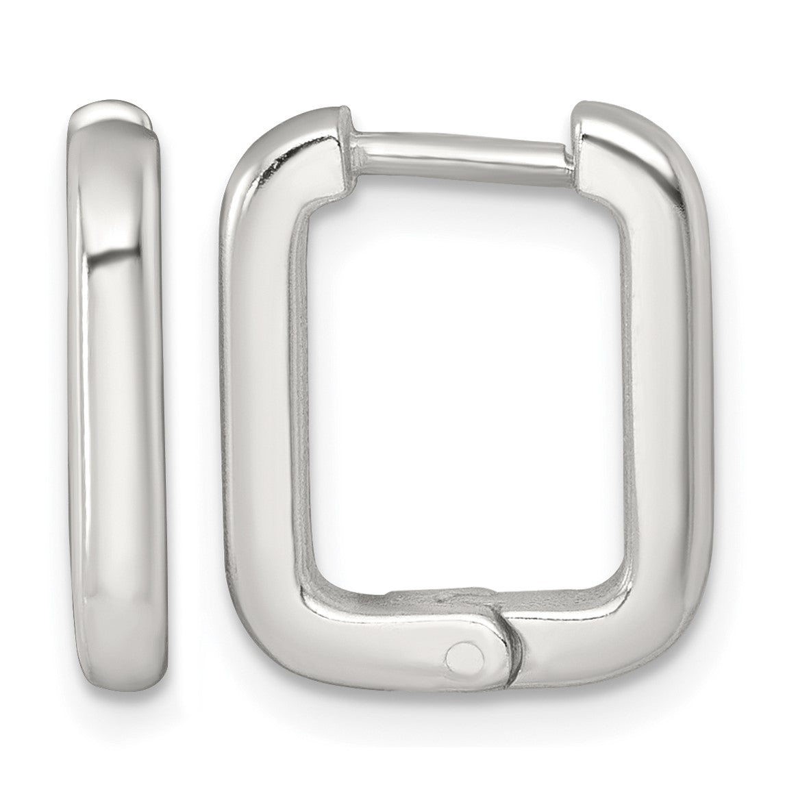 Sterling Silver Polished 2.5mm x 12mm Rectangular Hinged Hoop Earrings
