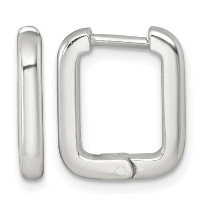 Sterling Silver Polished 2.5mm x 12mm Rectangular Hinged Hoop Earrings
