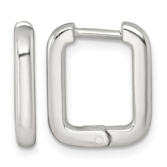 Sterling Silver Polished 2.5mm x 12mm Rectangular Hinged Hoop Earrings