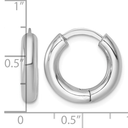 Sterling Silver Rhodium-plated Polished 3.5x18mm Round Hinged Hoop Earrings