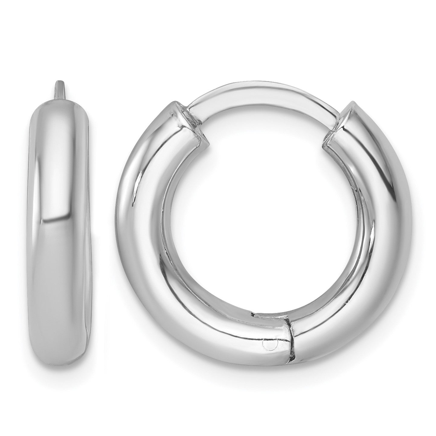 Sterling Silver Rhodium-plated Polished 3.5x18mm Round Hinged Hoop Earrings