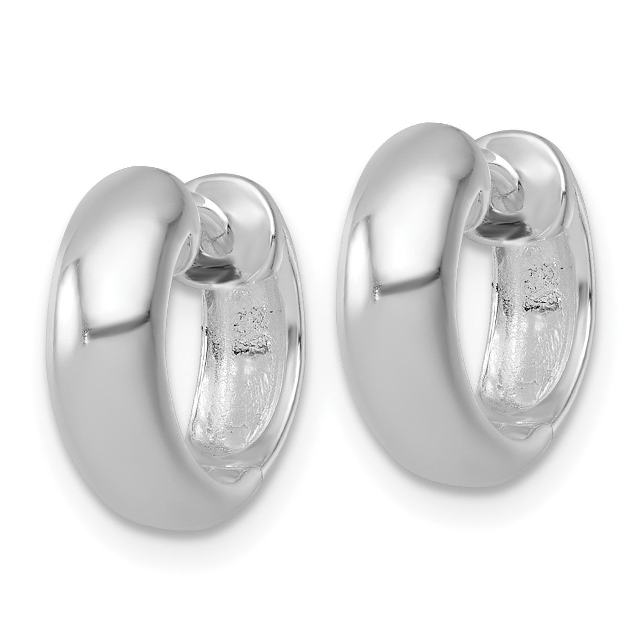 Sterling Silver Rhodium-plated Polished 5.00 x 14mm Round Hinged Hoop Earrings