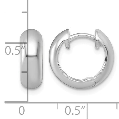 Sterling Silver Rhodium-plated Polished 5.00 x 14mm Round Hinged Hoop Earrings