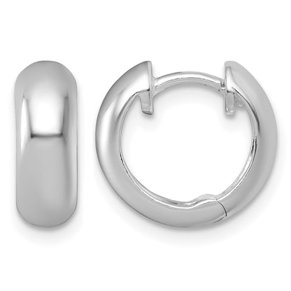 Sterling Silver Rhodium-plated Polished 5.00 x 14mm Round Hinged Hoop Earrings