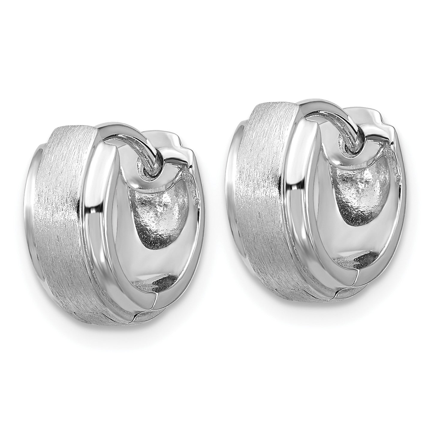 Sterling Silver Rhodium-plated Brushed and Polished 5.75mm x 11.5mm Hinged Hoop Earrings