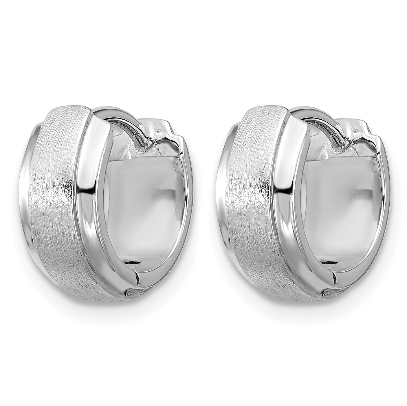 Sterling Silver Rhodium-plated Brushed and Polished 5.75mm x 11.5mm Hinged Hoop Earrings