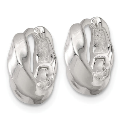 Sterling Silver Polished Twisted Tapered Round Hinged Hoop Earrings