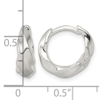Sterling Silver Polished Twisted Tapered Round Hinged Hoop Earrings