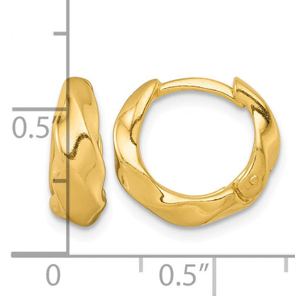 Sterling Silver Gold-tone Polished Twisted Tapered Round Hinged Hoop Earrings