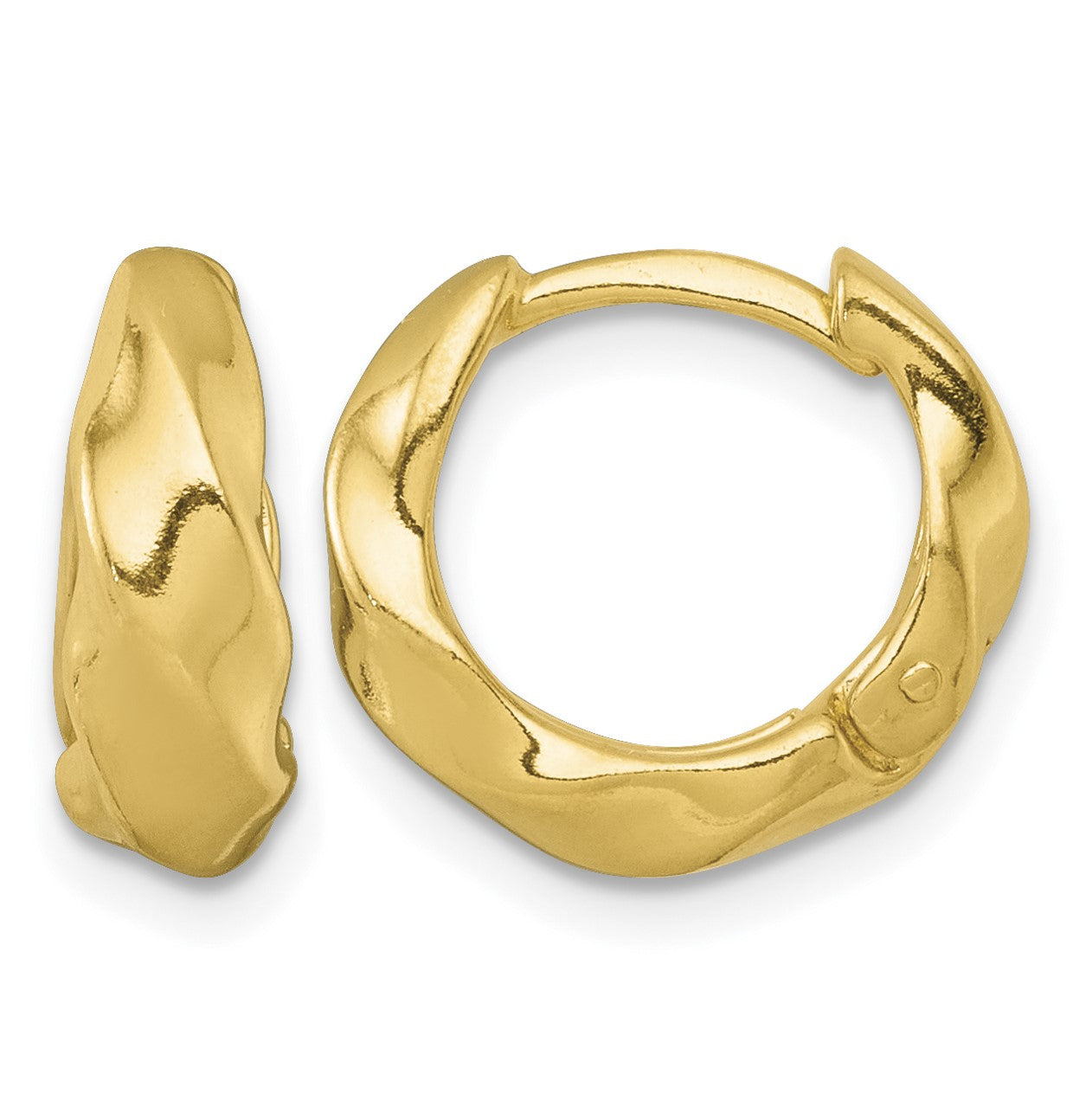 Sterling Silver Gold-tone Polished Twisted Tapered Round Hinged Hoop Earrings