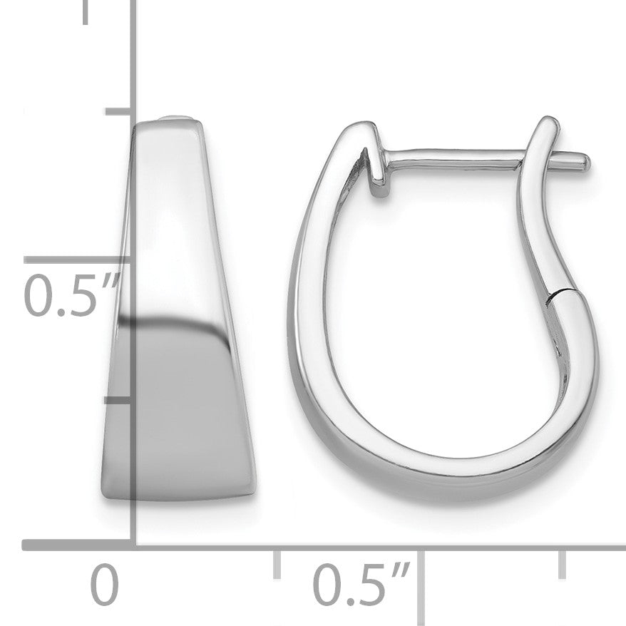 Sterling Silver Rhodium-plated Polished Tapered Hinged Hoop Earrings