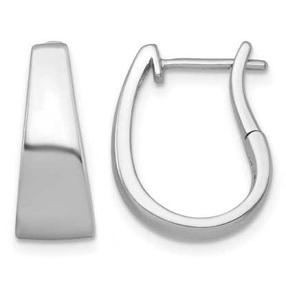 Sterling Silver Rhodium-plated Polished Tapered Hinged Hoop Earrings
