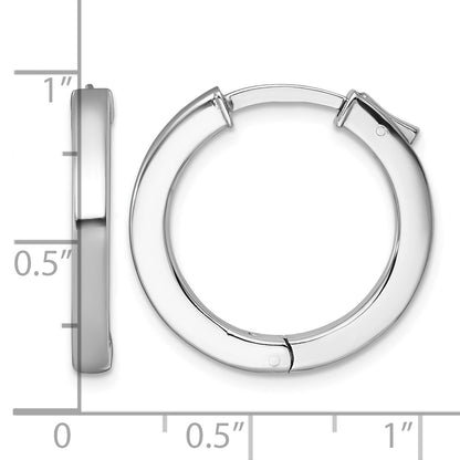 Sterling Silver Rhodium-plated Polished 3x23mm Hinged Square Tube Hoop Earrings