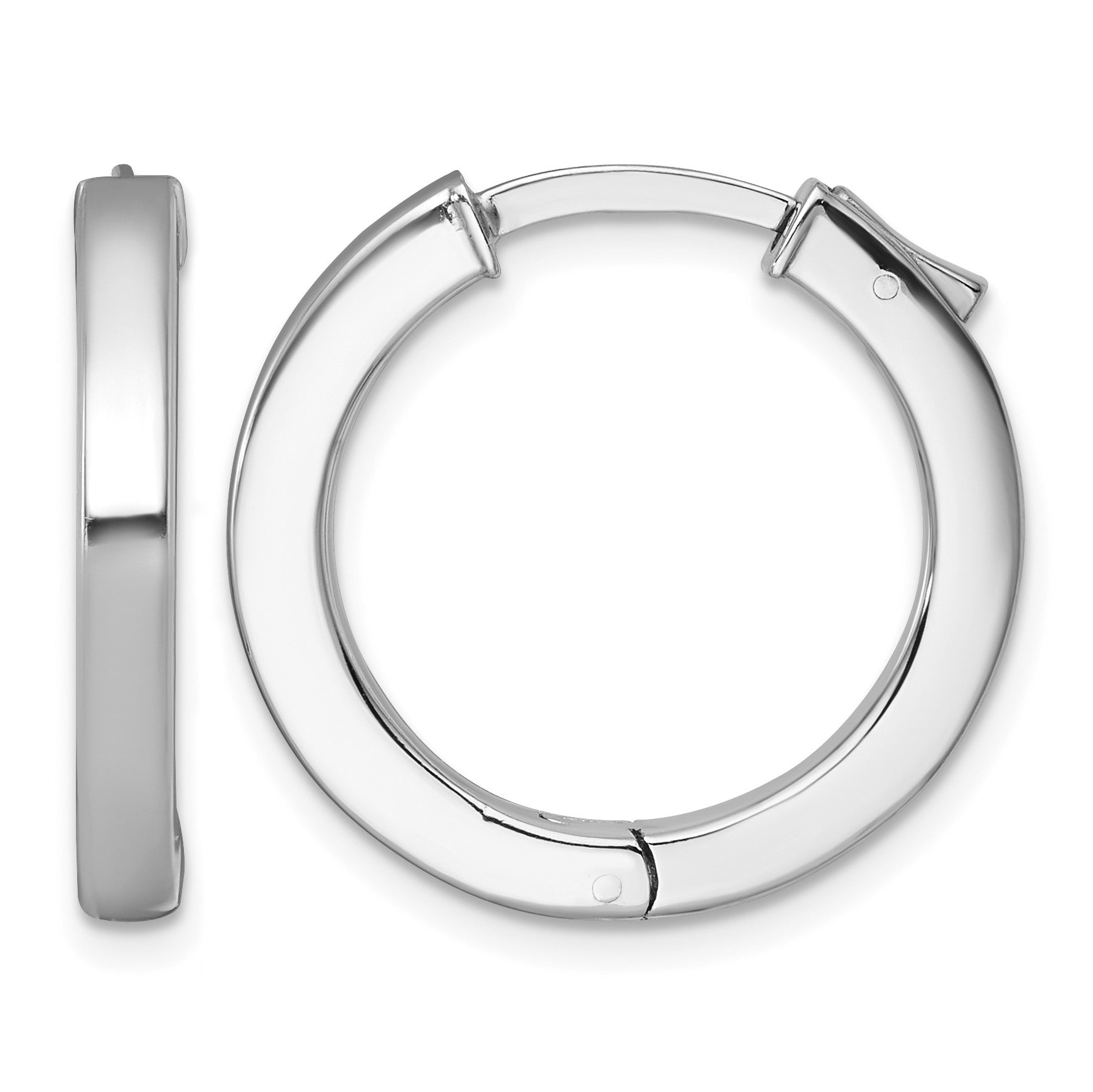 Sterling Silver Rhodium-plated Polished 3x23mm Hinged Square Tube Hoop Earrings
