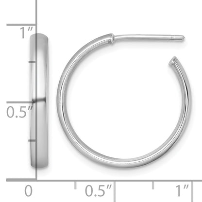 Sterling Silver Rhodium-plated Polished 3.00 x 23mm C-Hoop Post Earrings
