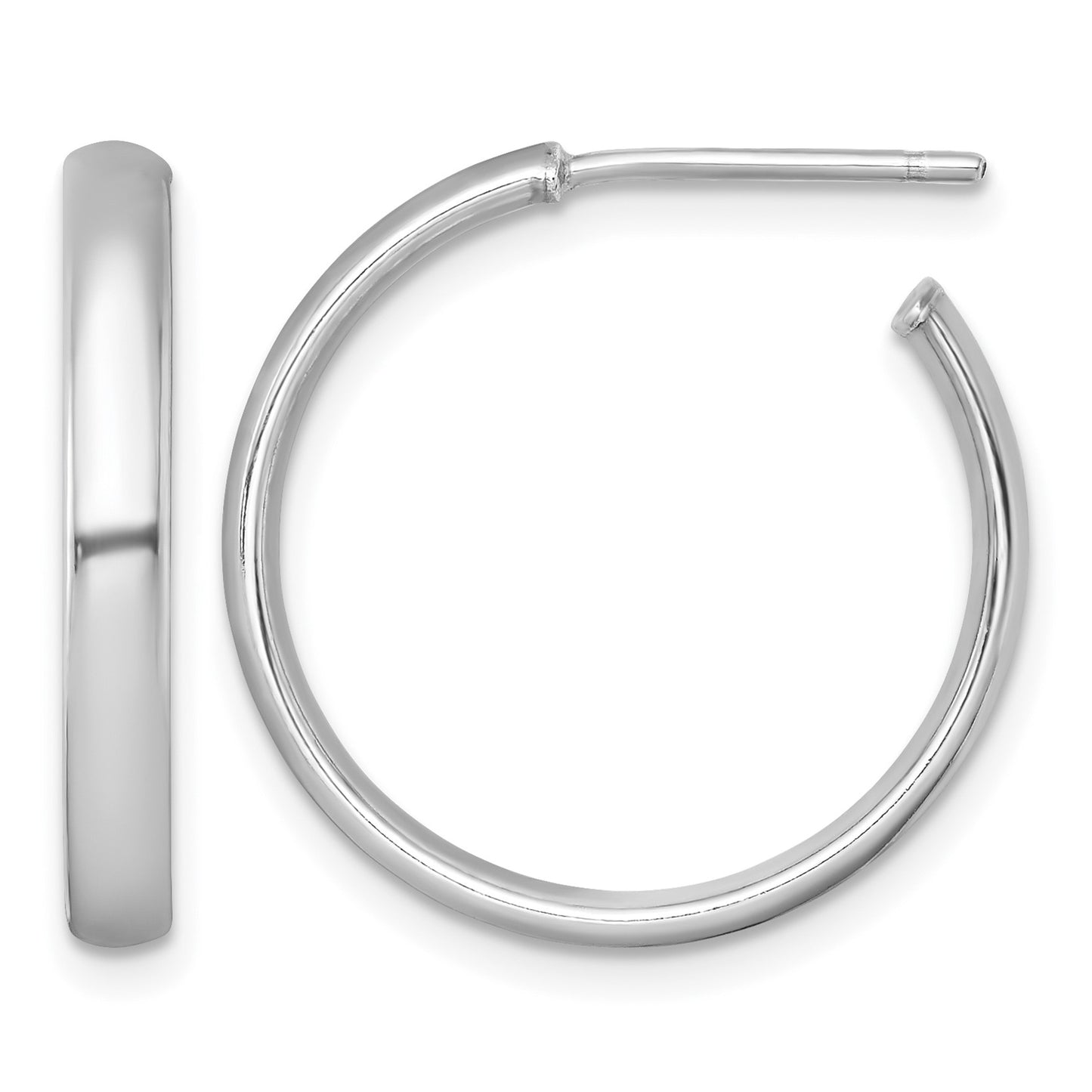 Sterling Silver Rhodium-plated Polished 3.00 x 23mm C-Hoop Post Earrings
