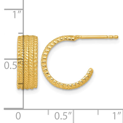 Sterling Silver Gold-tone Polished And Textured C-Hoop Post Earrings