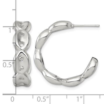 Sterling Silver Polished 7.0mm Puffed Mariner/Anchor Link Post C-Hoop Earrings
