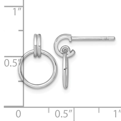 Sterling Silver Rhodium-plated Polished Circle Post Dangle Earrings