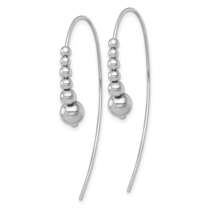 Sterling Silver Rhodium-plated Polished Graduated Beads Threader Earrings