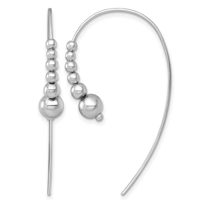 Sterling Silver Rhodium-plated Polished Graduated Beads Threader Earrings