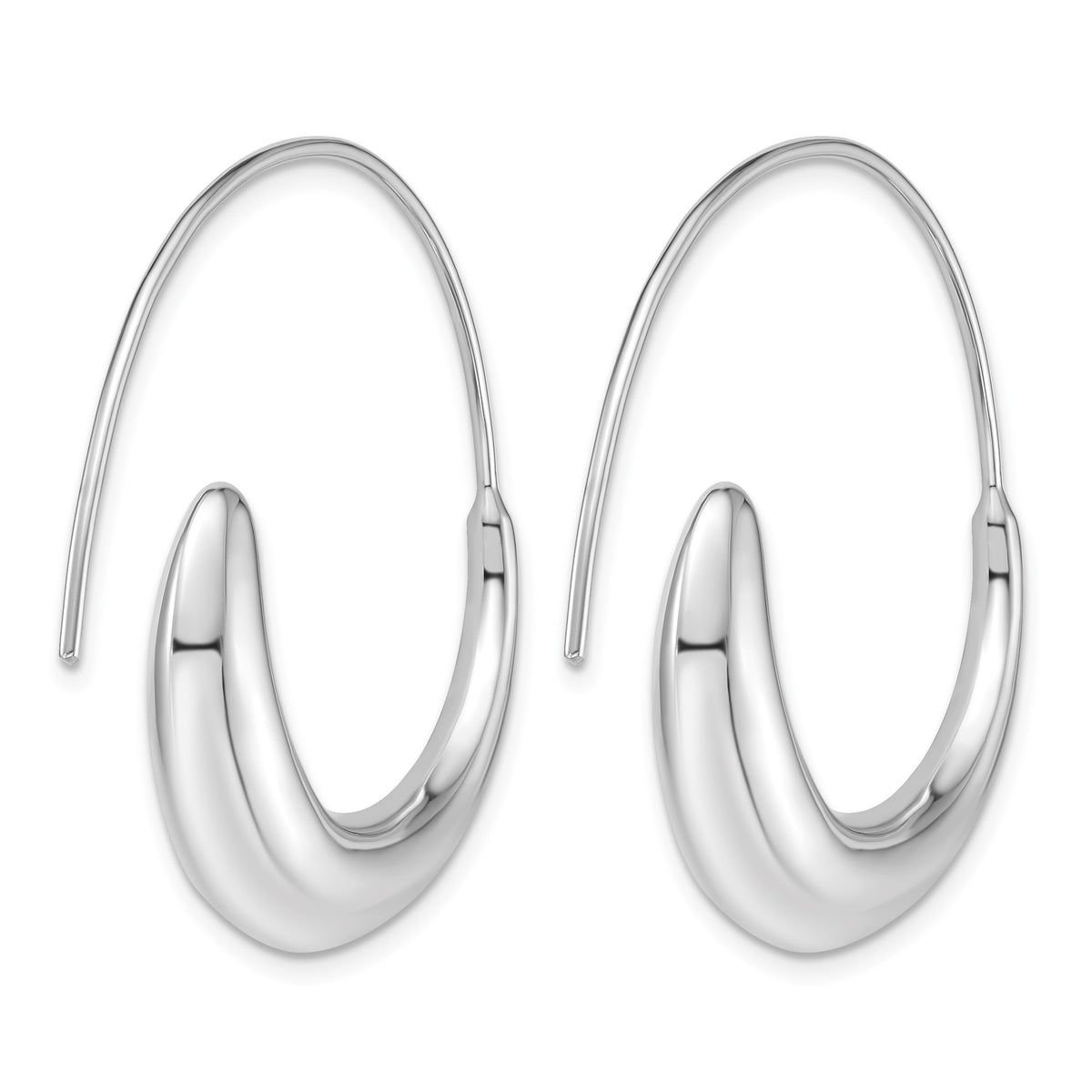 Sterling Silver Rhodium-plated Polished Graduated Circle Threader Earrings