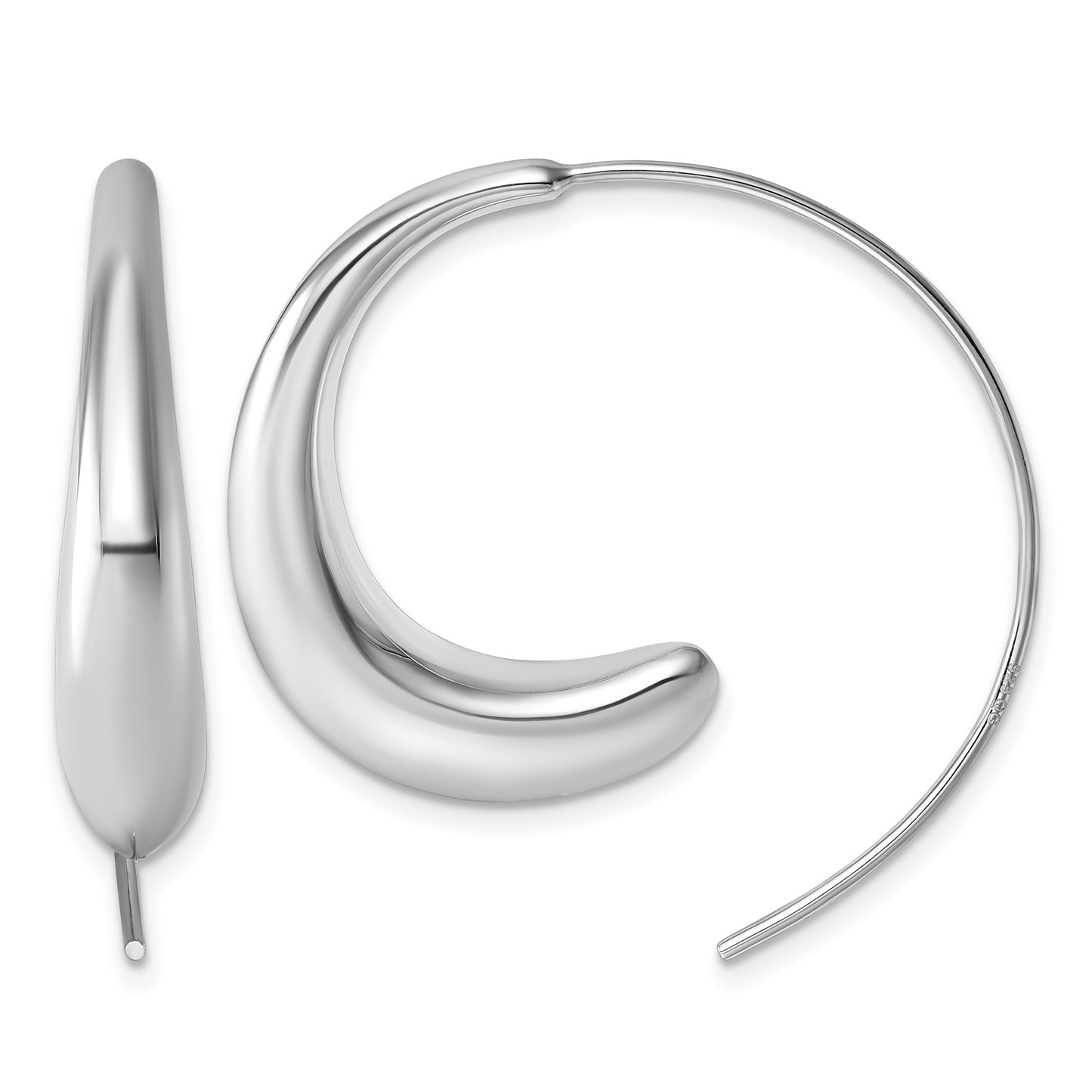 Sterling Silver Rhodium-plated Polished Graduated Circle Threader Earrings
