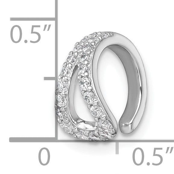 Sterling Silver Rhodium-plated Polished CZ Single Ear Cuff