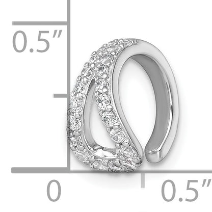 Sterling Silver Rhodium-plated Polished CZ Single Ear Cuff