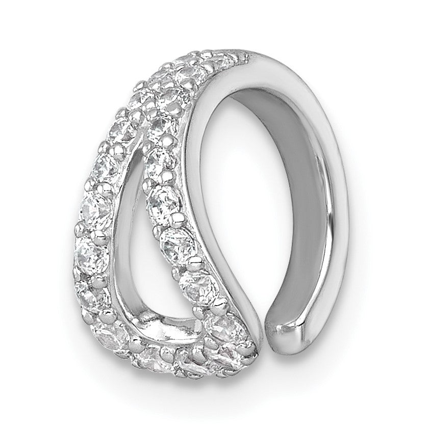 Sterling Silver Rhodium-plated Polished CZ Single Ear Cuff
