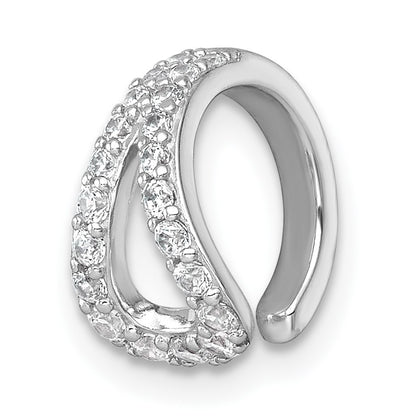 Sterling Silver Rhodium-plated Polished CZ Single Ear Cuff