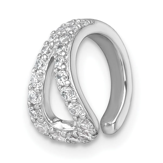 Sterling Silver Rhodium-plated Polished CZ Single Ear Cuff