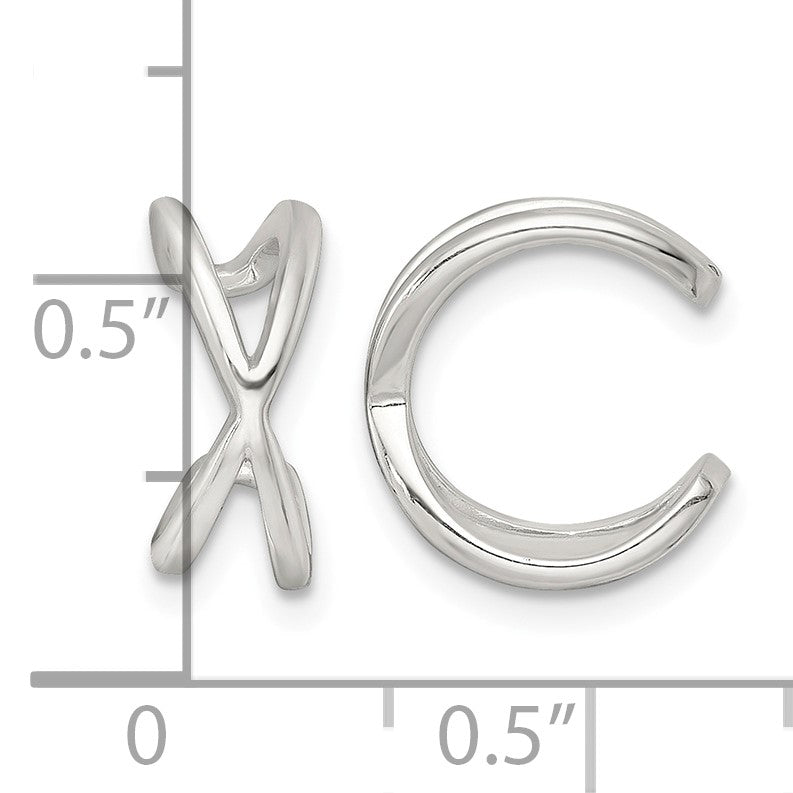 Sterling Silver Polished -X- Criss Cross Pair of Ear Cuffs