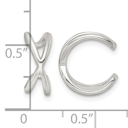 Sterling Silver Polished -X- Criss Cross Pair of Ear Cuffs
