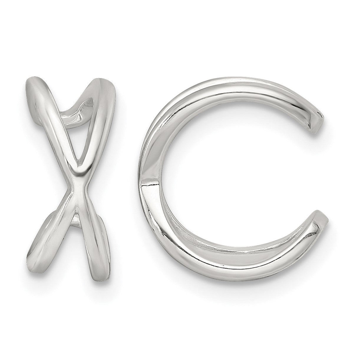 Sterling Silver Polished -X- Criss Cross Pair of Ear Cuffs