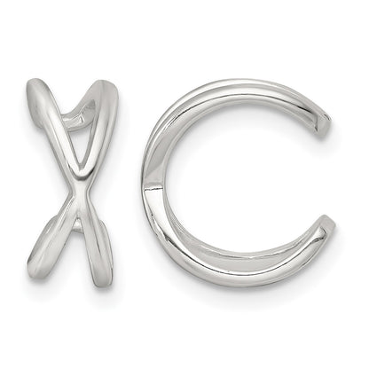 Sterling Silver Polished -X- Criss Cross Pair of Ear Cuffs