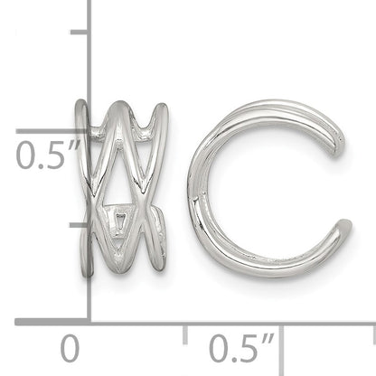Sterling Silver Polished Double Criss Cross Pair of Ear Cuffs