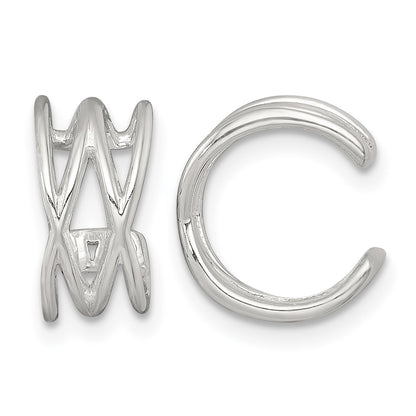 Sterling Silver Polished Double Criss Cross Pair of Ear Cuffs