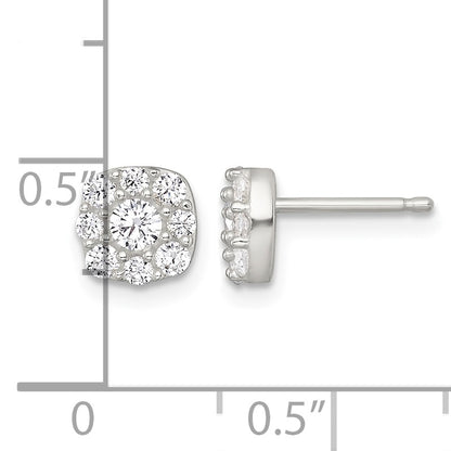 Sterling Silver Polished White CZ Cluster 6.85mm Post Earrings