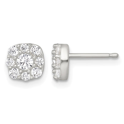 Sterling Silver Polished White CZ Cluster 6.85mm Post Earrings
