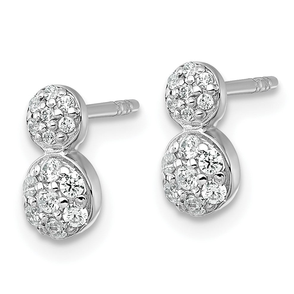 Sterling Silver Rhodium-plated Polished Fancy CZ Two Circles Post Earrings