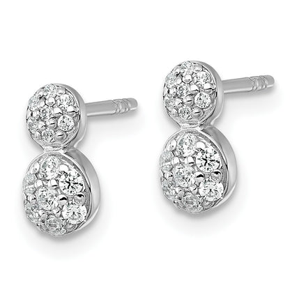 Sterling Silver Rhodium-plated Polished Fancy CZ Two Circles Post Earrings