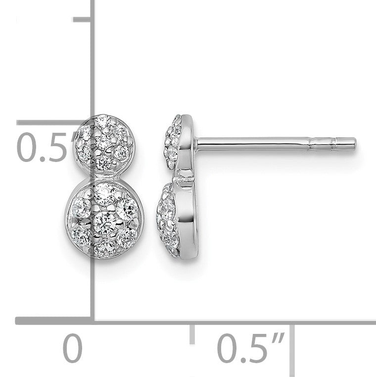 Sterling Silver Rhodium-plated Polished Fancy CZ Two Circles Post Earrings