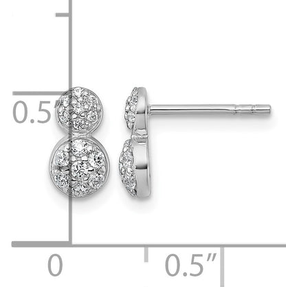 Sterling Silver Rhodium-plated Polished Fancy CZ Two Circles Post Earrings