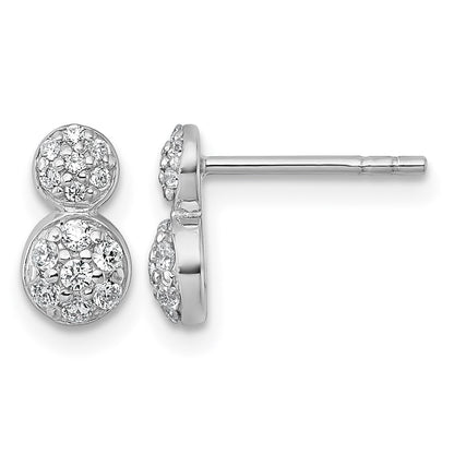 Sterling Silver Rhodium-plated Polished Fancy CZ Two Circles Post Earrings