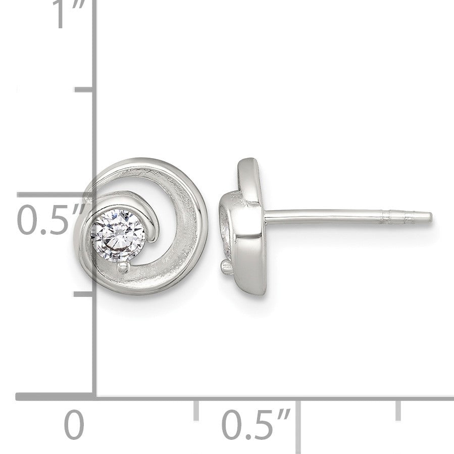 Sterling Silver Polished CZ in Circle Post Earrings
